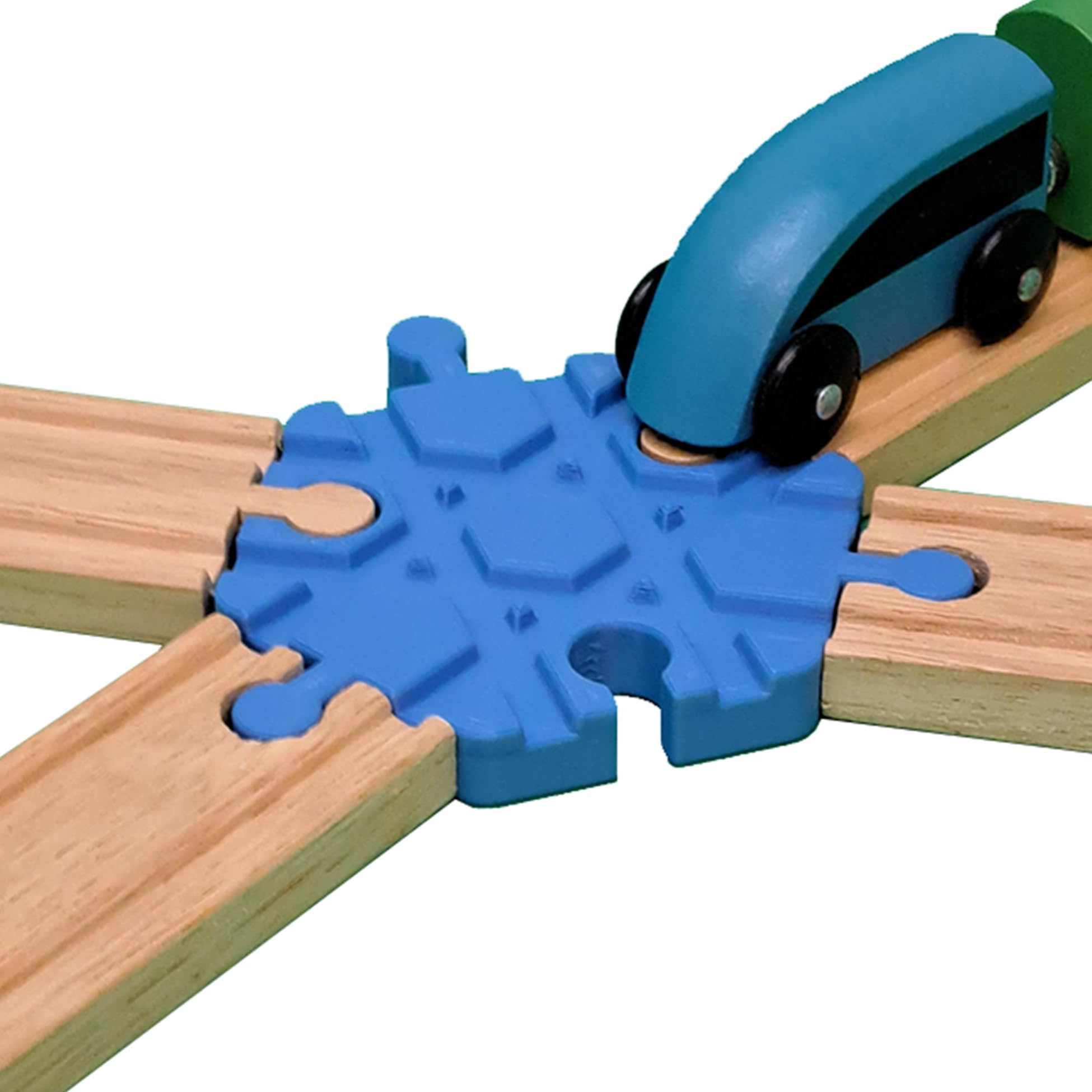 Baymo® 6 Way Crossing to fit Wooden Railway for Kids Age 3 Years & Up - Railway Set Accessories & Add Ons