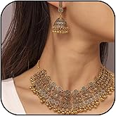 Your Always Charm Indian Jewelry Sets for Women Bollywood Wedding Jewelry Necklace Set Choker Necklace with Maang Tikka Earrings Set Womens Gifts for Christmas