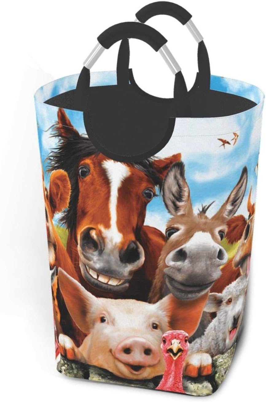 MIPJH Farm Animals Laundry Hamper Basket Collapsible