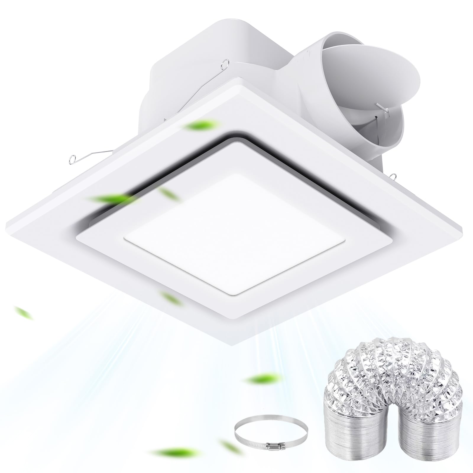 Photo 1 of LANMEL Bathroom Exhaust Fan with Light, 10" Panel Bathroom Ceiling Ventilation Fan (8x8 Mount), 112 CFM 1.0 Sones, Quiet Square Bath Fan Light Combo for Bathrooms, Shower, Office, Restroom Etc