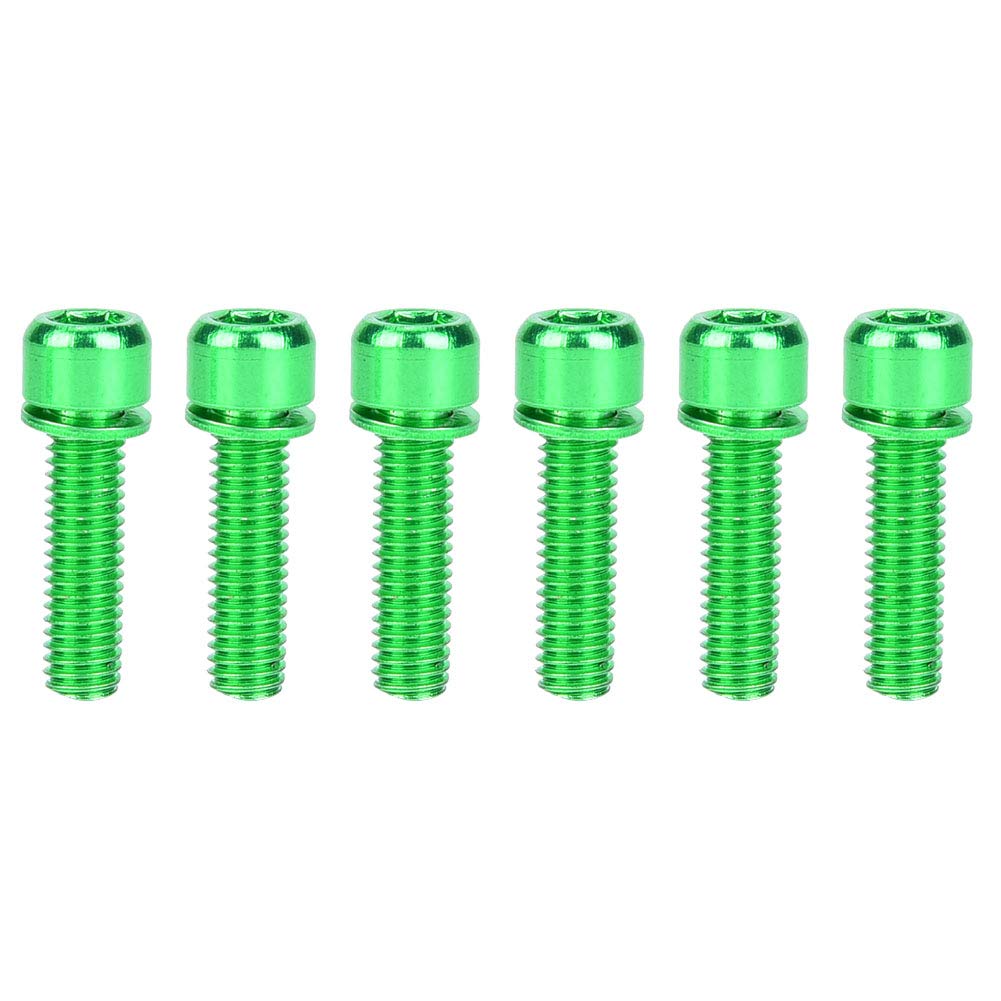 6Pcs Bicycle Stem Bolts, M5/x25 Magnetic Steel Fixing Screws with Washers for Mountain Bike Brake Caliper Bicycles Mtb(Green) — image 1