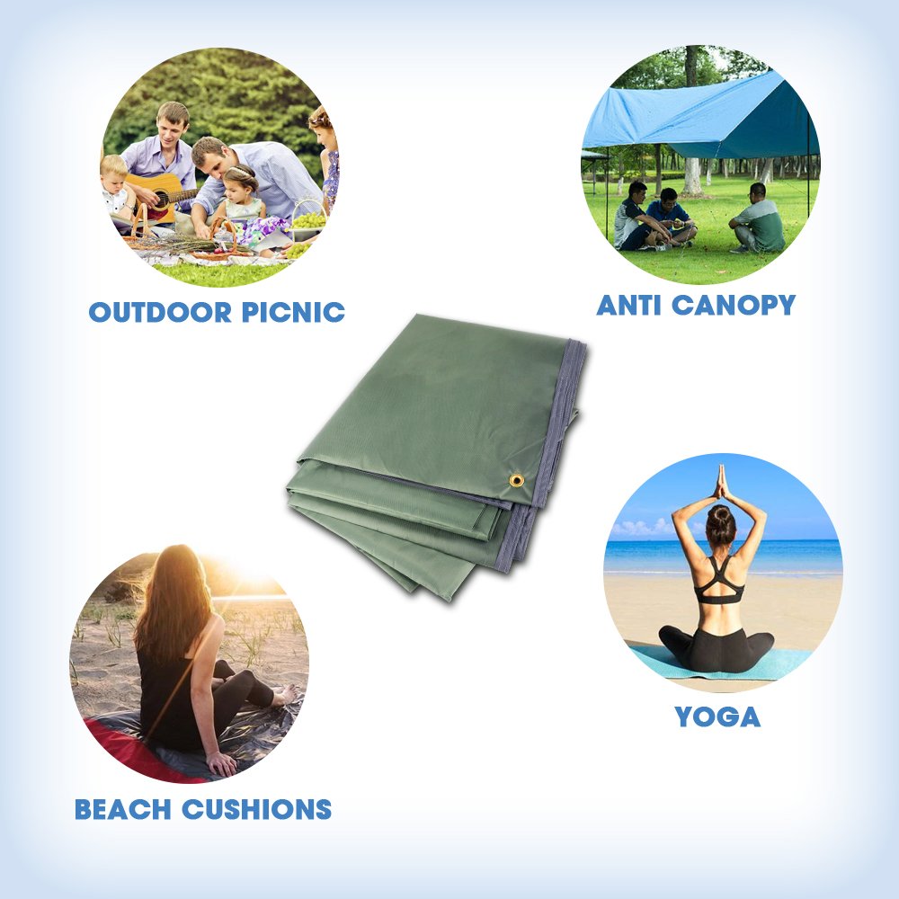 Camping Tarp Picnic Blanket AOPETIO-Rain Shed Sunshade Waterproof Multi-purpose Tent Accessories with Drawstring Carrying Bag