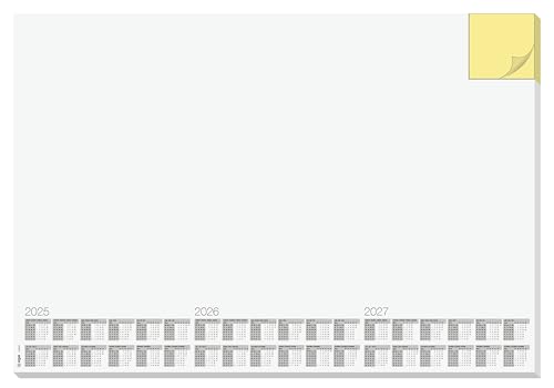 SIGEL HO490 Papier-Schreibunterlage mit Haftnotizblock, aktueller 3-Jahres-Kalender, ca. DIN A2 - extra gross, 30 Blatt, vegan, aus nachhaltigem Papier