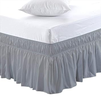 Buy Wrap Around Bed Skirt 10 Inch Drop Polyester Microfiber Elastic Dust Ruffle Three Fabric Sides Silky Soft Wrinkle Free Full Size Light Grey Online At Low Prices In India