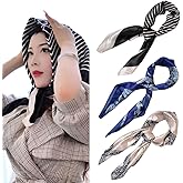 XYNAME Head Scarf for Women Like Silk Scarf 3pcs Large Hair Scarves Printed Square Scarf Bandanas for Women Hair Wrapping