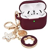 Case Compatible With Apple Airpods 4 - VISOOM Airpods 4 Cases 2024 Cover Women Anti-Drop Silicone iPods 4 Earbuds Wireless Accessorie Charging Cases Girl Bling Keychain for Airpod Ipods 4th Generation