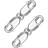 925 Sterling Silver Double Lobster Clasp Bracelet Extender Necklace Clasps and Closures Sterling Silver Bracelet Extension Clasps for Jewelry Making(2pcs)