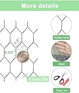 vensovo Galvanized Chicken Wire Mesh 35cm x 8m 1 inch Hex Garden Fence view 3
