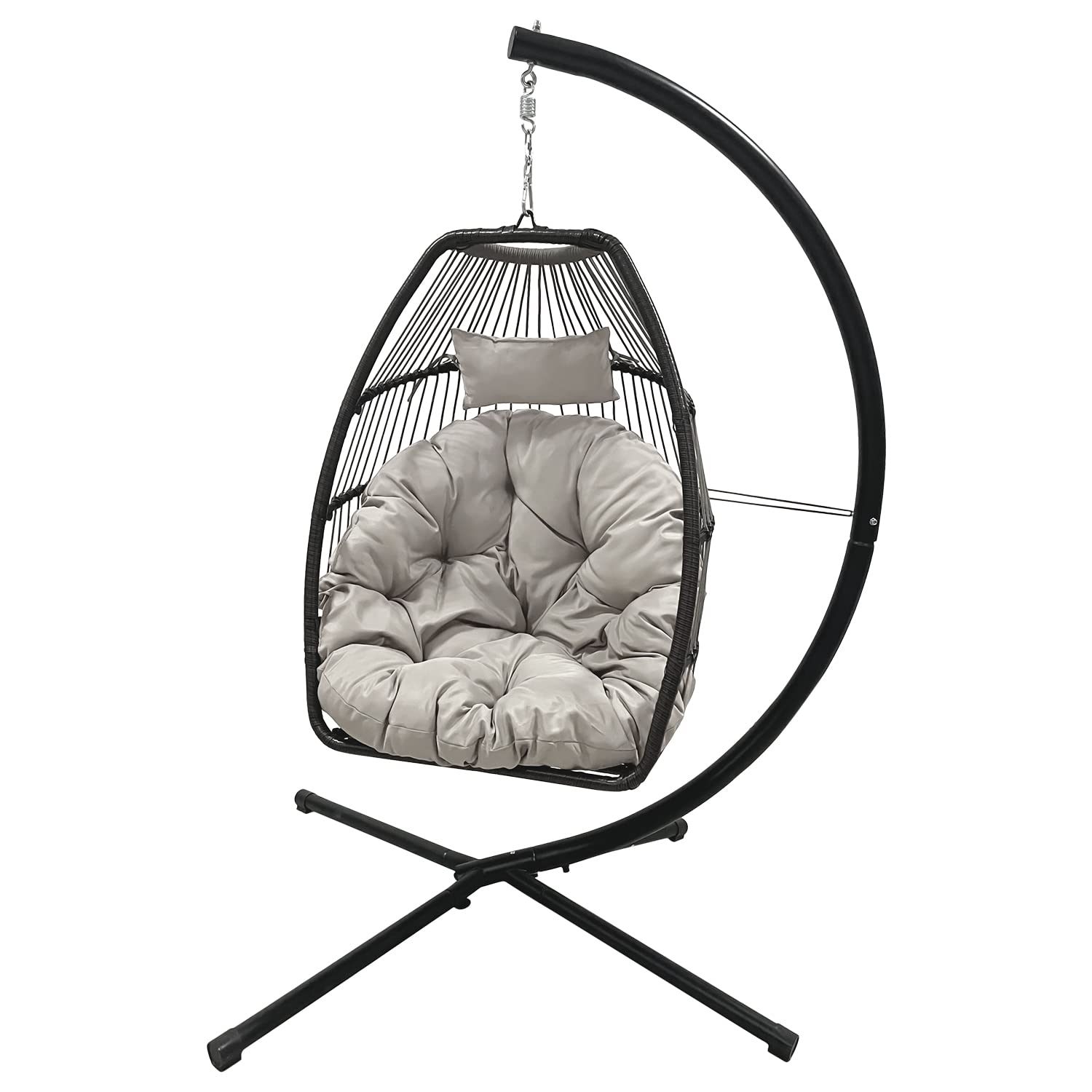 Photo 1 of ***used missing parts****   Egg Chair Hammock Chair Basket Chair Hanging Swing Chair UV Resistant Cushion with Stand for Indoor Bedroom Outdoor Garden Backyard