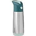 b.box 16.9 oz Insulated Water Bottle - Keeps Drinks Cold 15 Hours, Warm 8 Hours, Triple Wall Stainless Steel Kids Water Bottle w/Free Flow Silicone Straw, Leakproof & Dishwasher Safe