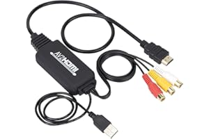 ANBER-TECH RCA to HDMI Converter, RCA to HDMI Cable, AV 3RCA CVBS Composite Audio Video to 1080P HDMI Adapter Supporting PAL NTSC for PC Laptop Xbox PS3 PS4 TV STB VHS VCR Camera DVD Etc(Female to Male)