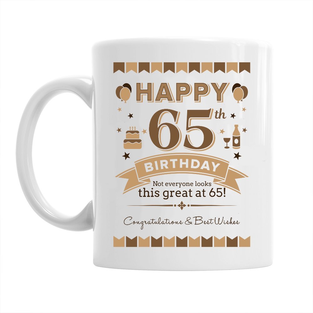 Mainly Mugs 65th Birthday Coffee Mug Ceramic Gift for Men, Birthday Keepsake for 65 Year Old