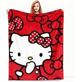Kitty Silk Flannel Fleece Throw Blanket, Soft Plush, 40 x 60 Inch, All Seasons Blanket for Couch, Sofa, Bed, Camping, Travel (red-2)