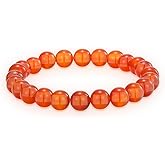 Crystal Vibe Carnelian Bracelet for Boosting Courage Self-Confidence and Motivation - 8mm Beaded Bracelet for Women Men - Elastic Adjustable Size