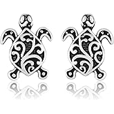 Vintage Sea Turtle Stud Earrings Post Stud Sterling Silver Filigree Design For Part Wear, Woman Ear Gift Earrings