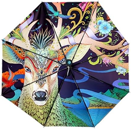 REALBRELLA ART Designer Umbrella, Compact Waterproof, Windproof, Anti-UV Fiberglass Travel Umbrella Rain/Sun Umbrella with Flashlight Handle