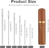 TOYMIS 30pcs Large Eye Sewing Needles Tapestry Embroidery Wood Case 6 Sizes view 2