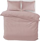 MOONLIGHT20015 King Size Duvet Cover Set Reversible Stripes Satin Bedding Peach view 3