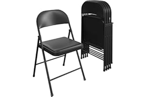 COSCO SmartFold Vinyl Folding Chair, 4-Pack, Black
