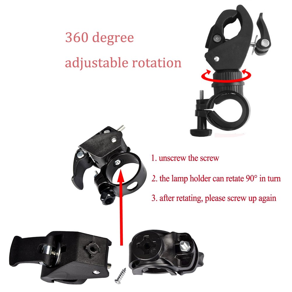 MyArmor Universal Bike Torch Clip Bicycle Cycling Handlebar / Front Rear Wheel Bar / Front Light Bracket Flashlight Holder Stand