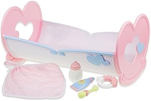 JC Toys Baby Doll Rocking Crib for Keeps Playtime! | Fits Dolls up to 15" | Includes Bed Time Accessories | Ages 2+, Pink