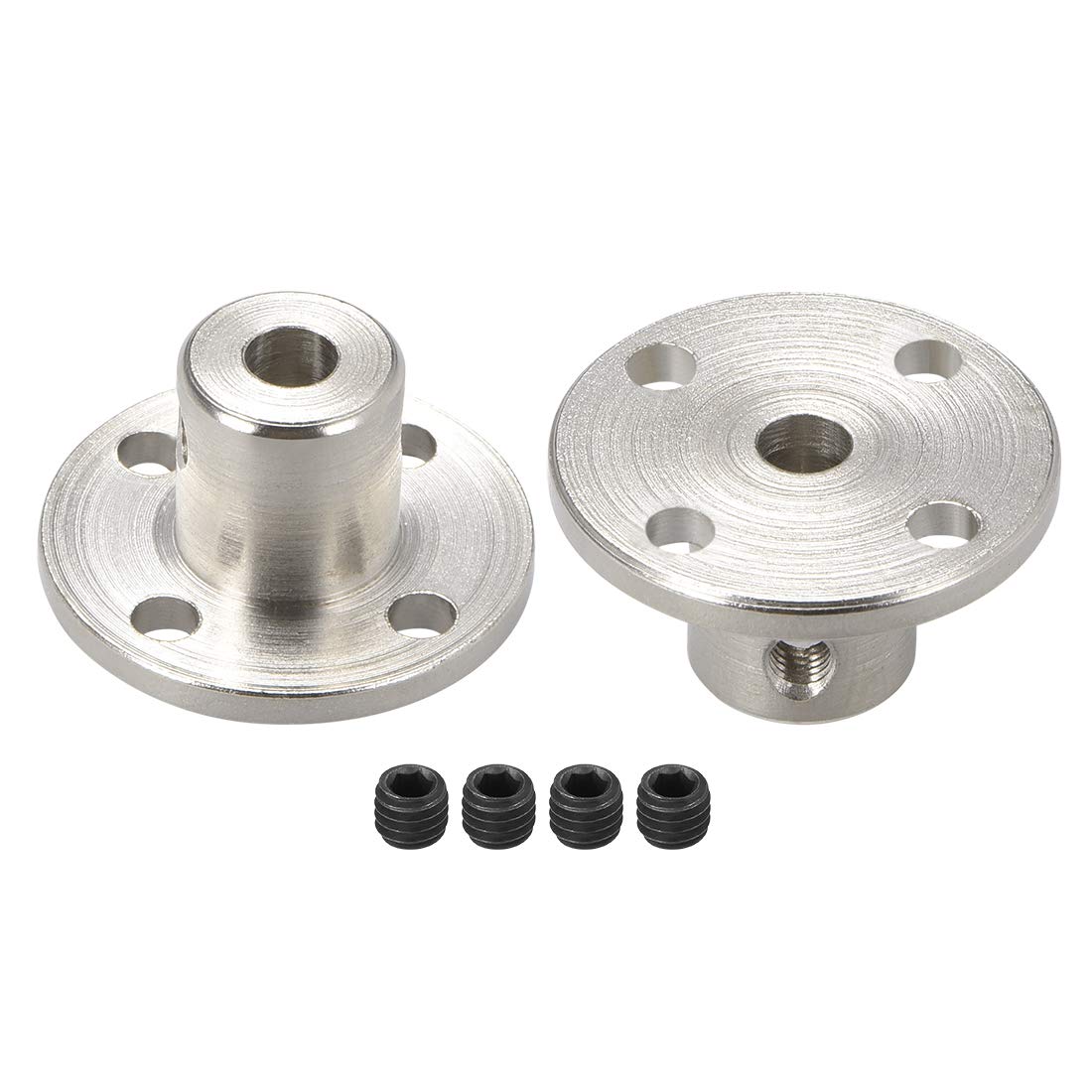 sourcing map 4mm Inner Dia H12*D10 Rigid Flange Coupling Motor Guide Shaft Coupler Motor Connector 2 PCS for DIY Parts