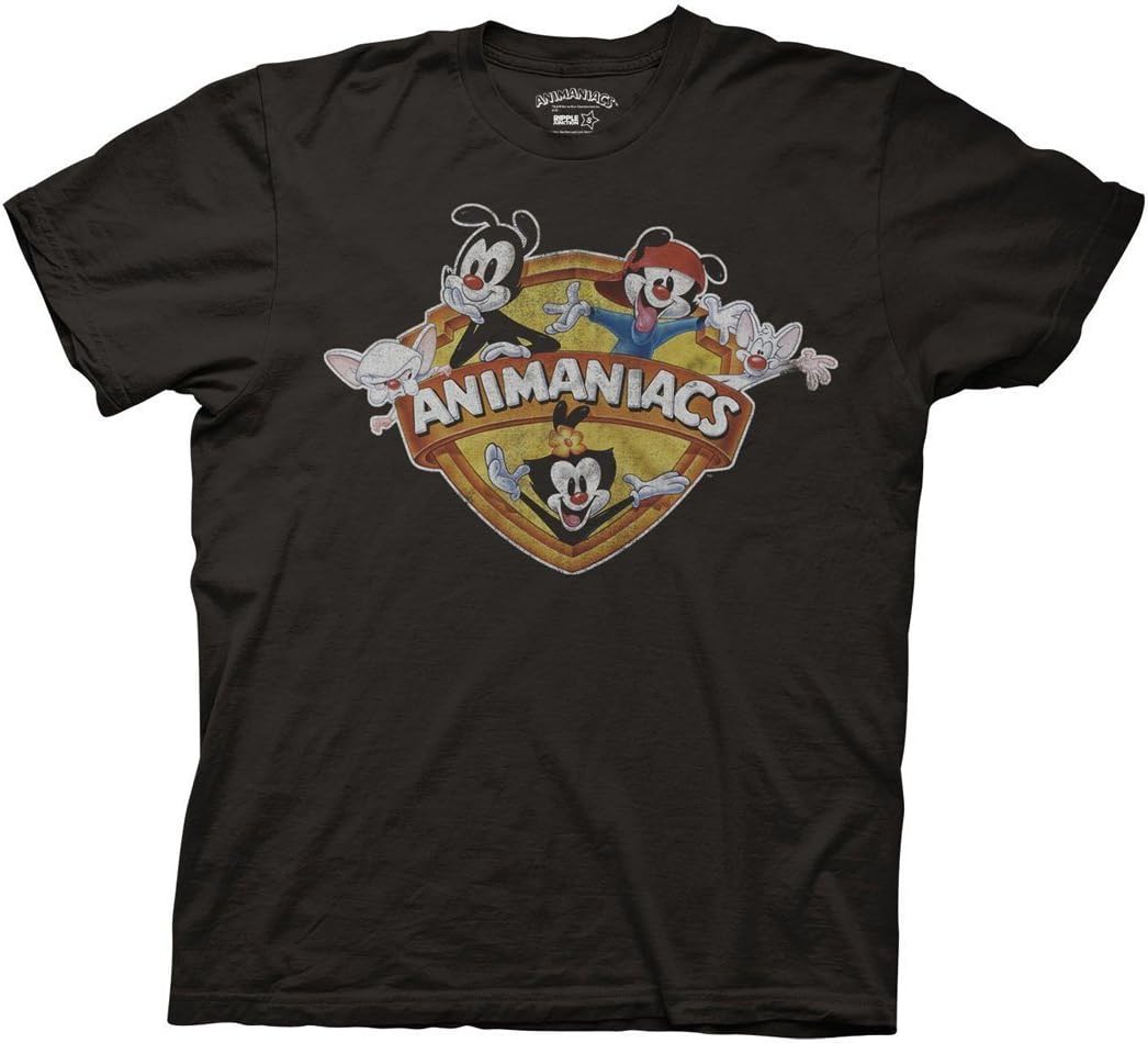 Sixtion Animaniacs Shield Logo with Pinky &ampThe Brain Adult T-Shirt