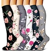 Bluemaple 6 Pack Copper Compression Socks for Women and Men Circulation-Best Support for Medical, Running,Nursing,Athletic