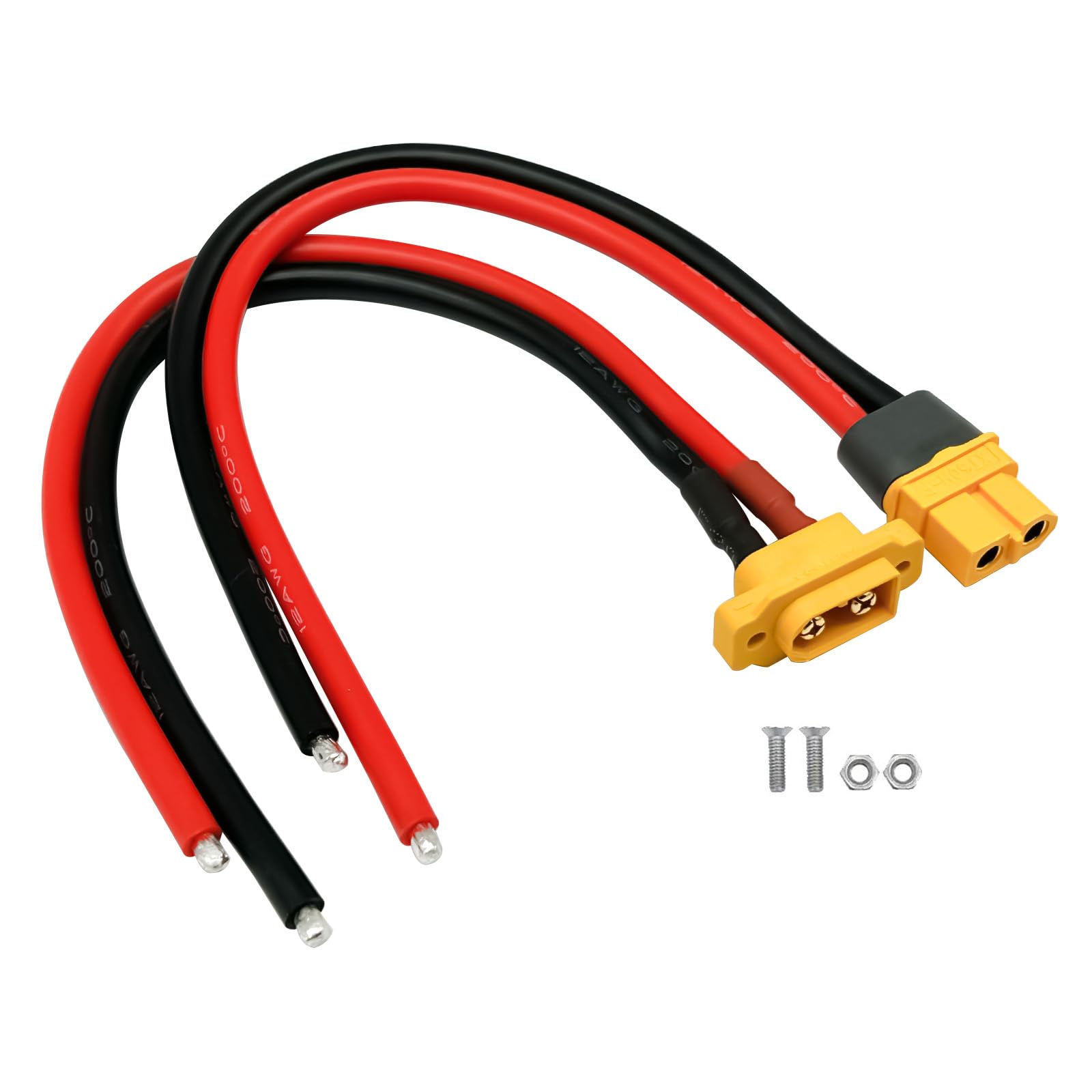 Amass XT60H XT60E-M Plug Male Female Extension Connector Adapter with Sheath Housing with 12AWG 20cm Silicone Wire for RC Lipo Battery FPV Racing Drone