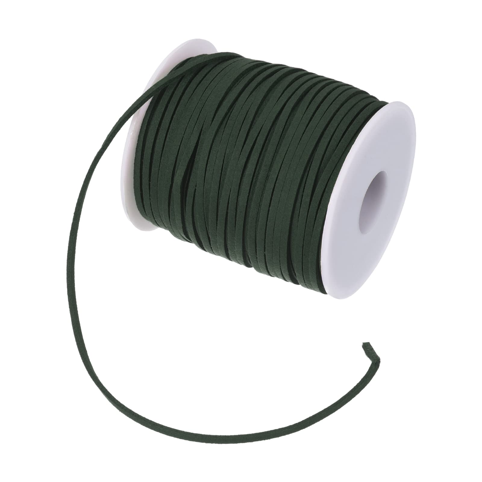 PATIKIL Suede Cord with Roll Spool 3mm 50 Yard, Flat Faux Leather Lace for Necklace Bracelet Jewelry Making Beading DIY Crafts, Green