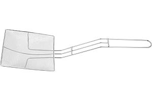 WEKADRIN Square Stainless Steel Colander Ladle Ergonomic Handle Practical Strainer Scoop for Deep Fryer