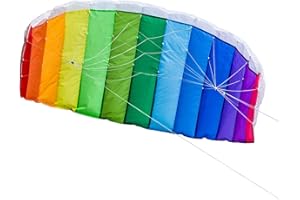 In the Breeze 2973 Rainbow 62" Sport Kite Dual Line Stunt Parafoil Includes Braided Kite Line and Bag