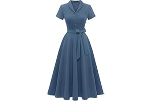 Wedtrend Women's Vintage Tea Dress, Short Sleeve Cocktail Party Dress Work Church Casual Dress