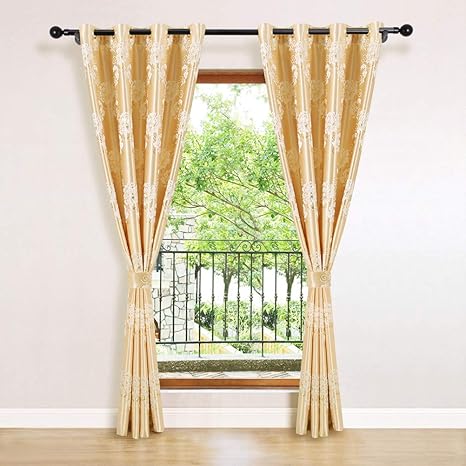cortinas jacquard de lujo con diseno floral color dorado para sala de estar ventana dormitorio cortinas y cortinas con ojales paquete de 2