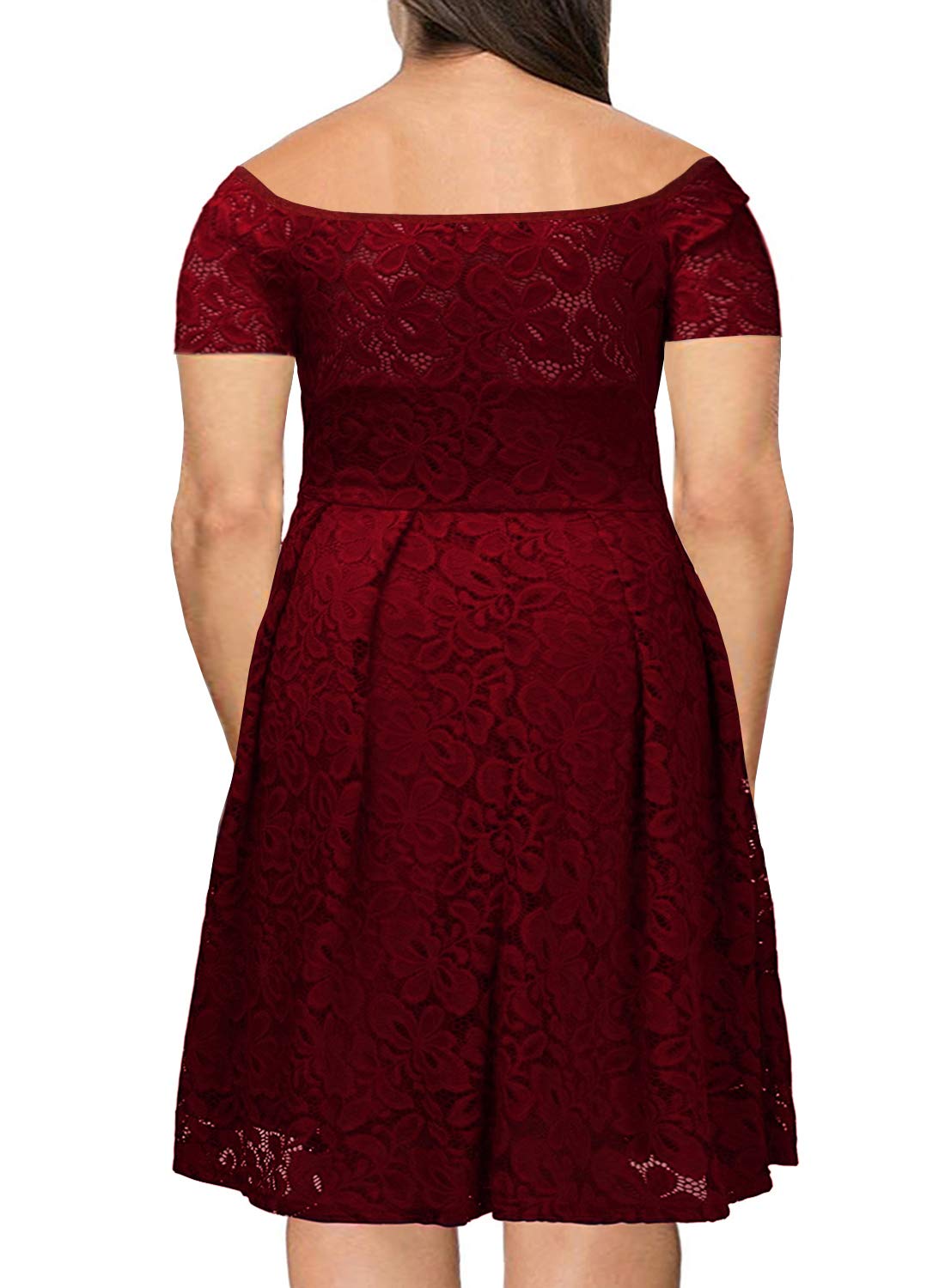 Nemidor Women's Vintage Floral Lace Short Sleeve Plus Size Cocktail