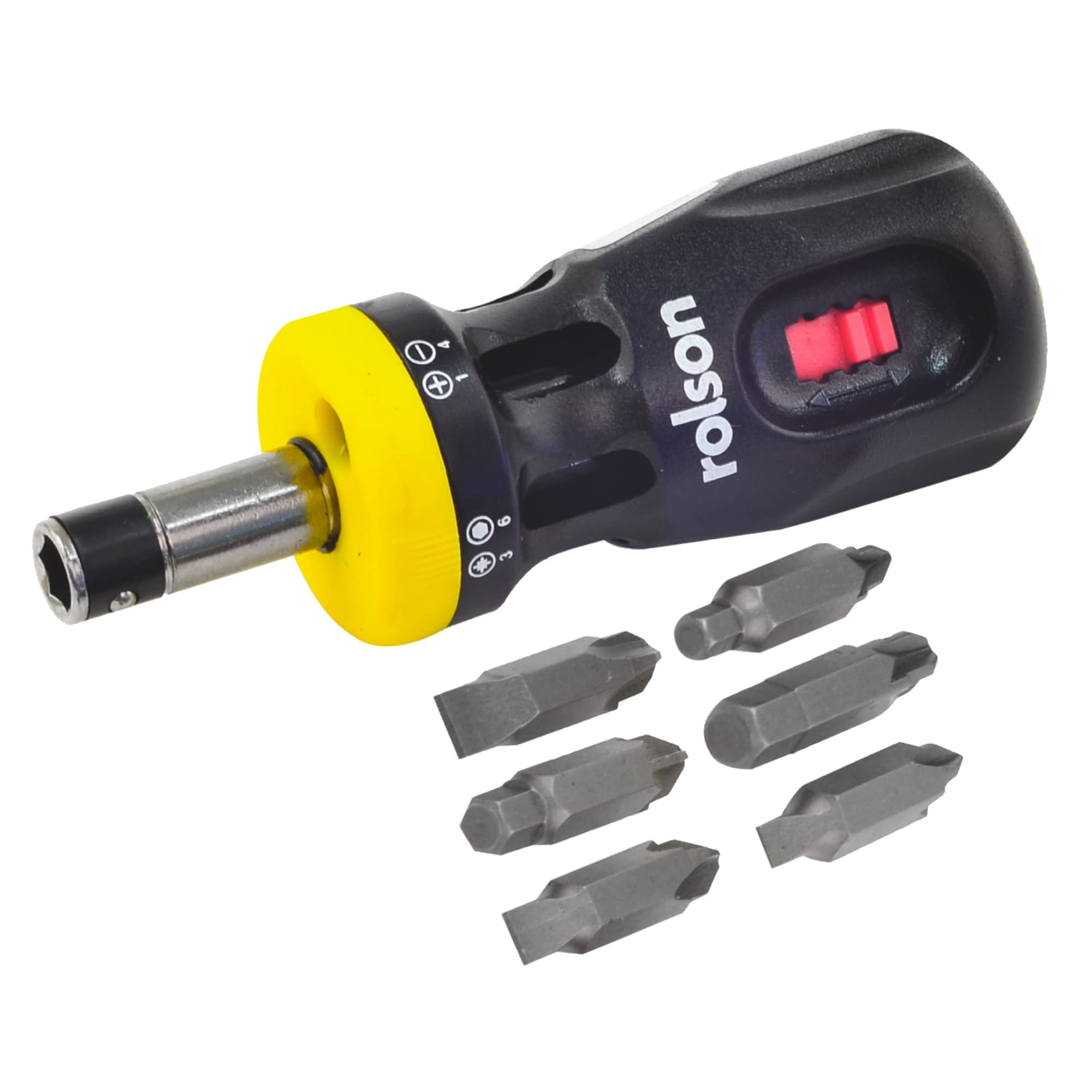 Rolson 11209 12-Inch Stubby Ratchet Set - Black