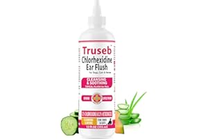 PET HEALTH PHARMA Truseb Advanced Topical Dog Ear Wash with Ketoconazole & Chlorhexidine Ear Flush Dog, Cats and Horses, with Aloe - 12 oz Made in U.S.A (Ketoconazole & Chlorhexidine Ear Flush, 12 oz)