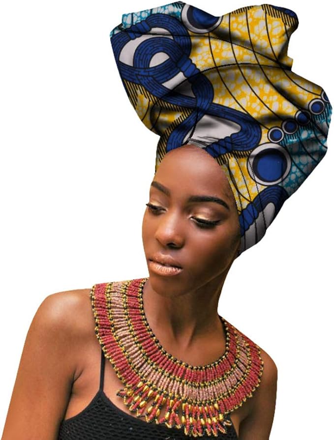 Mengyu Women's Turban Head Wrap African Pattern Print Headscarf Elastic