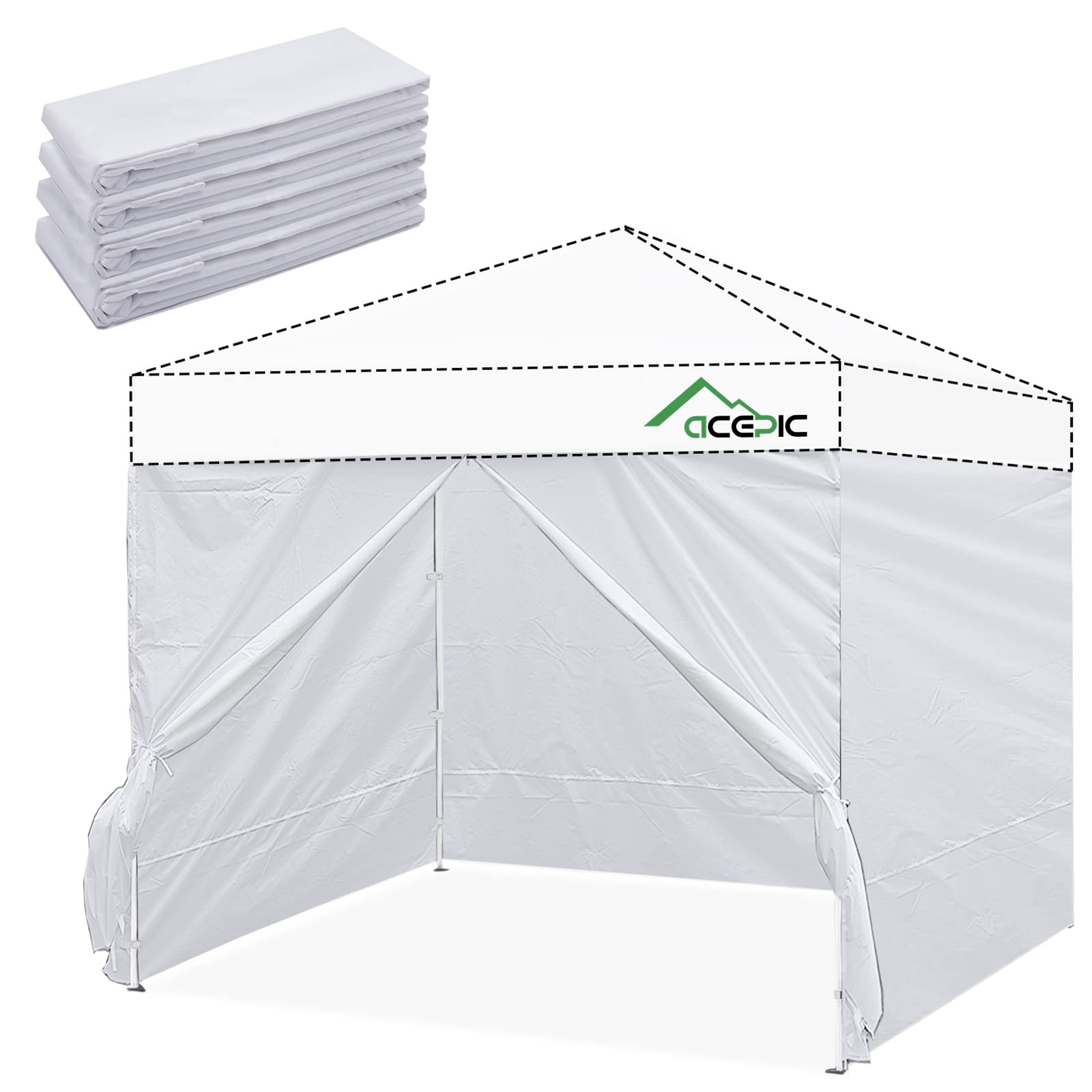 Photo 1 of Acepic Instant Canopy Tent Sidewalls for 10x10 Pop Up Canopy 210D Waterproof,4 Piece Sidewalls, with Doors,White(4PCS Sidewalls Only, Canopy Tent NOT Included)
