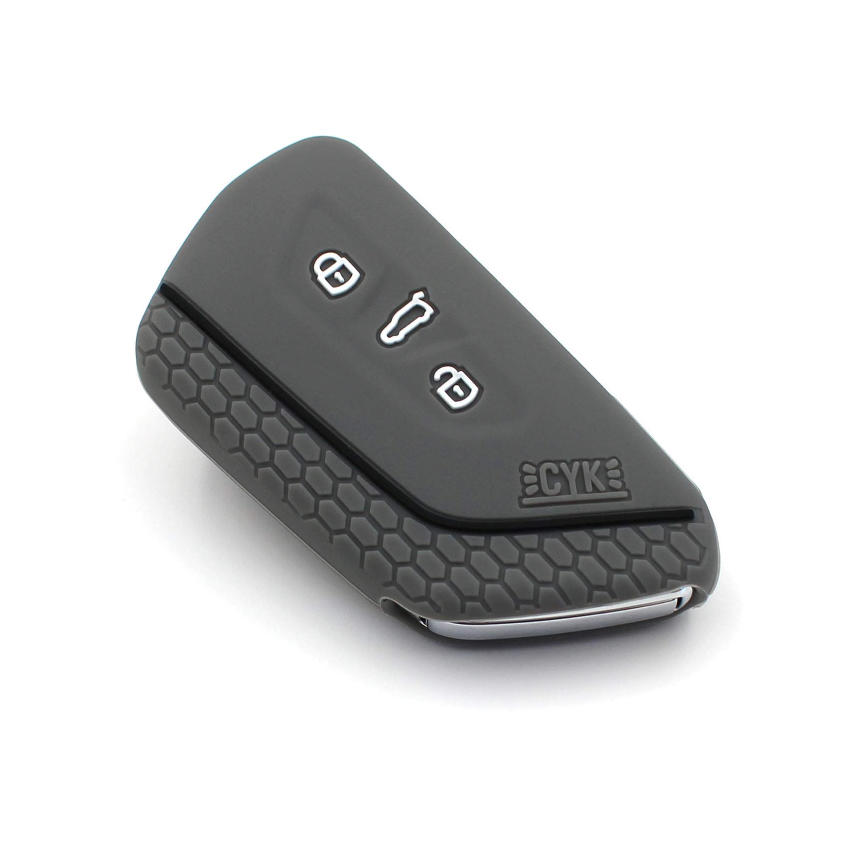 VF Key Case for 3-Button Car Key, Silicon Cover, Key Cover, Protective Cover (Ash Grey Black)