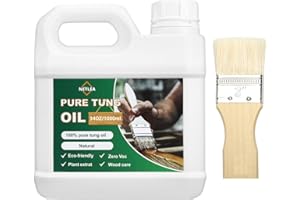 NetLea 1000ml 100% Pure Tung Oil with a Brush for Wood Finish, Indoor & Outdoor Furniture, Countertop, Wooden Crafts, Wooden 