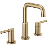 Delta Nicoli Brushed Gold Faucet 3 Hole, 8 Inch Widespread Bathroom Sink Faucet for Vanity, Push-Pop Drain Assembly, Champagne Bronze 35849LF-CZ
