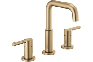 Delta Nicoli Brushed Gold Faucet 3 Hole, 8 Inch Widespread Bathroom Sink Faucet for Vanity, Push-Pop Drain Assembly, Champagne Bronze 35849LF-CZ