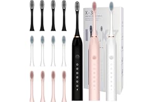 MSETGRD 3 Pack Electric Toothbrush for Adults,6 Mode Rechargeable Electric Toothbrushes with 12 Replacement Brush Head, Fast Charge 2 Min and 30s Timer for Travel Business