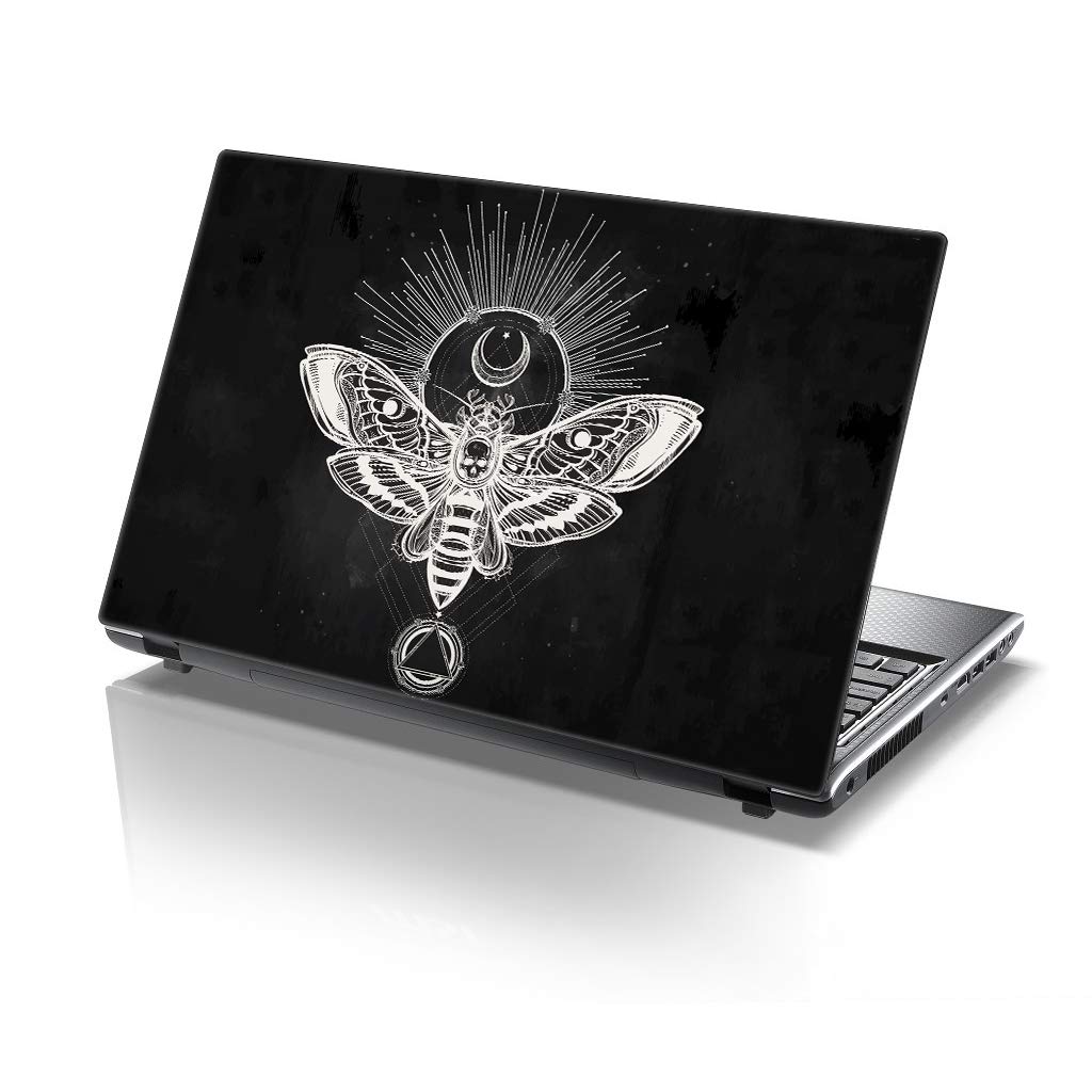 TaylorHe 15.6 inch 15 inch Laptop Skin Vinyl Decal with Colorful Patterns and Leather Effect Laminate MADE IN England Tattoo Moth Motif — image 1