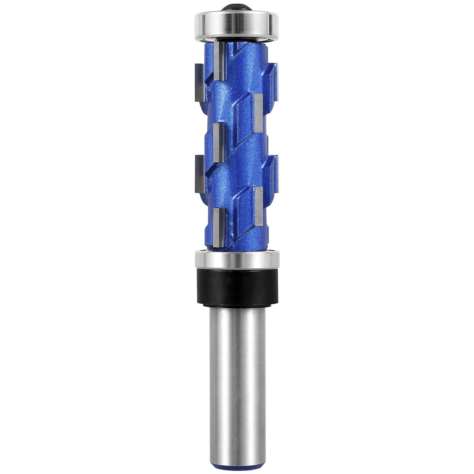 Photo 1 of 1/2inch Shank Flush Trim Router Bit High Speed Steel Flush Trimming Bit Sturdy Double Bearing Spiral Trimming Tool Woodworking Milling Cutter Tool for Soft Wood Hard Wood (45mm)