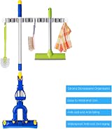 Hejo Mop and Broom Holder Wall Mounted 6 Racks 3 Hooks Heavy Duty Grey view 6