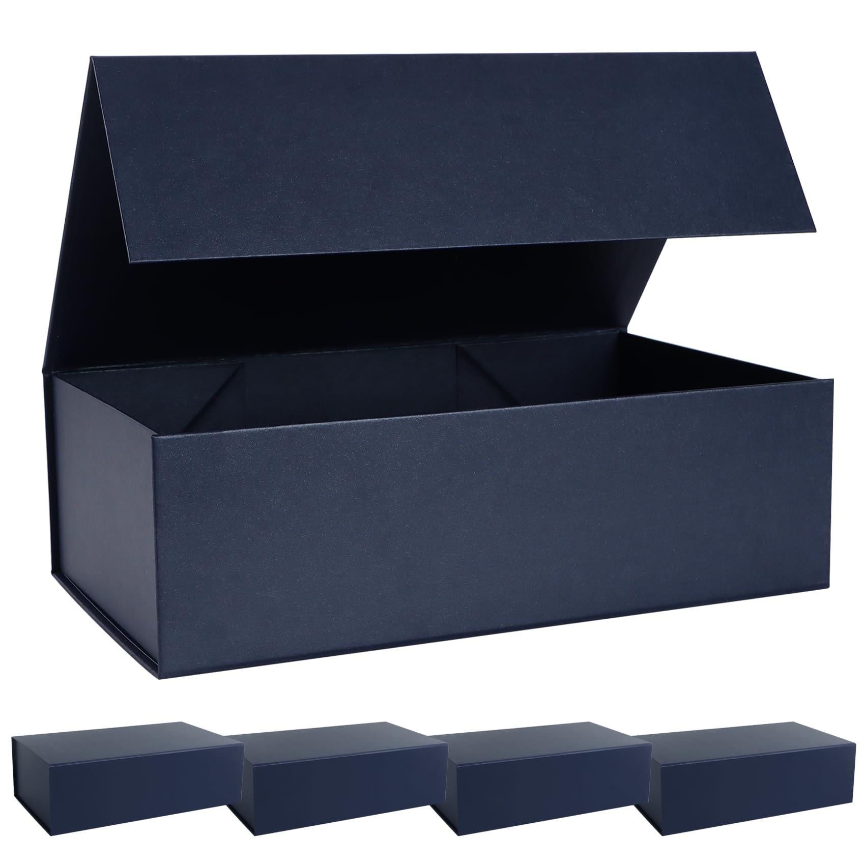 Photo 1 of LFBOX Navy Blue Gift Box with Magnetic Lids 13.8x8.3x4.4 in, Bridesmaid Groomsman Proposal Box, Large Rectangle Storage Box 5 Pack
