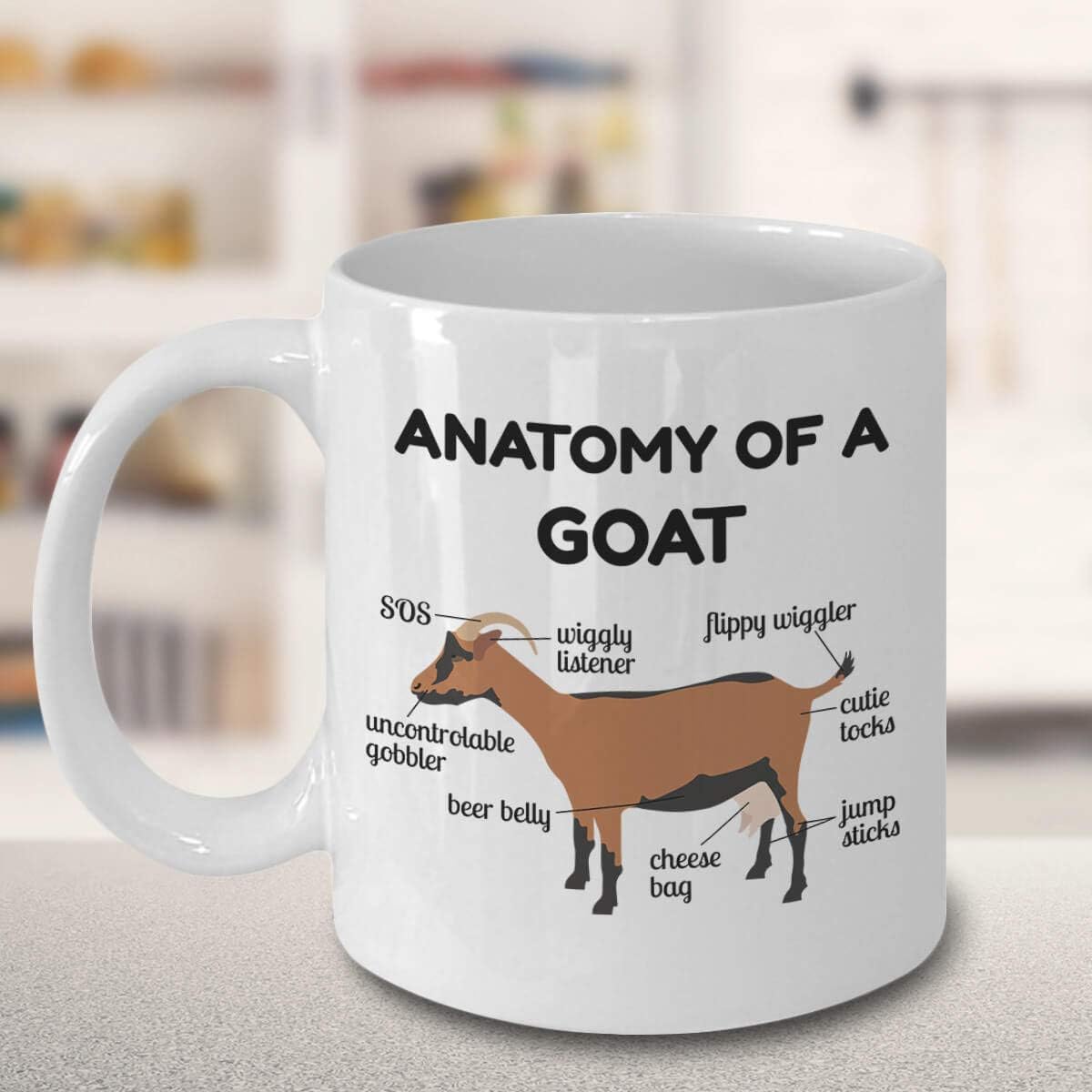 Funny Dairy Goat Anatomy Mug, Unique Goat Farmer Gift Coffee Cup, I Love Goats, Goat Dad Mom Mug, Goat Farm Animal Goat Lover Present