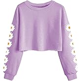 Dellytop Kids Crop Tops Girls Long Sleeve Tee Shirts Cute Daisy Pinted Fashion Sweatshirt Pullover Top